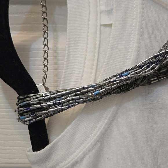 3 for $20☢️Necklace-dark blue,light blue,metallic beads,silver metallic cord - Picture 4 of 9